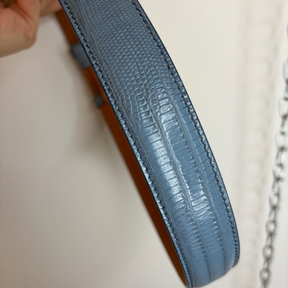 Acne Light Blue Textured Leather Belt size S - Picture 7 of 9